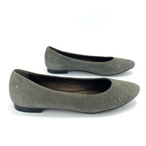 AGL Grommet Ballet Flats Size 7.5 Gray Suede Studded Attilio Giusti Leombruni